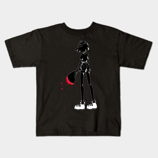 Sad Lofi Aesthetic Anime Girl Holding Roses Kids T-Shirt